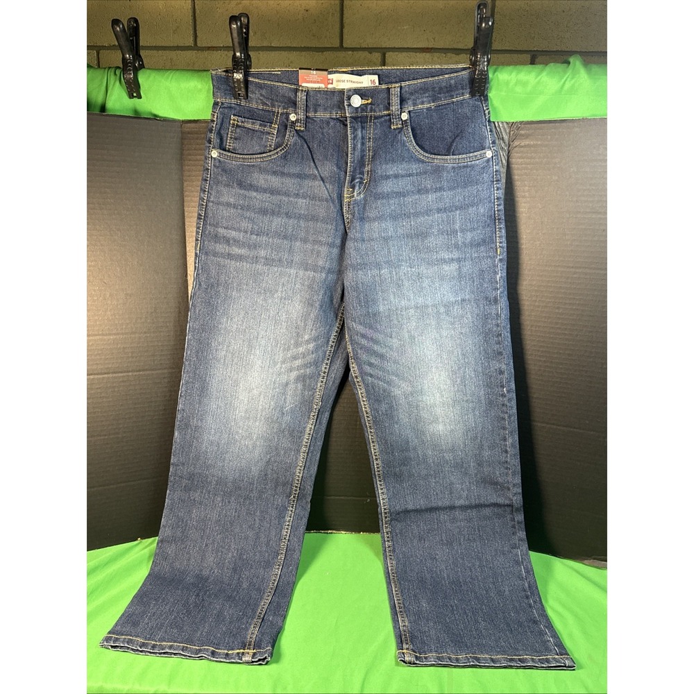 NWT Levi's Big Boys Loose Straight Fit Pants Size 16 Dark Blue Wash